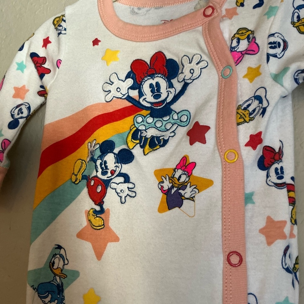 KIDS: Disney Mickey Mouse, Minnie Mouse, Daisy, Donald Pluto Rainbow Star Onesie - Picture 3 of 5